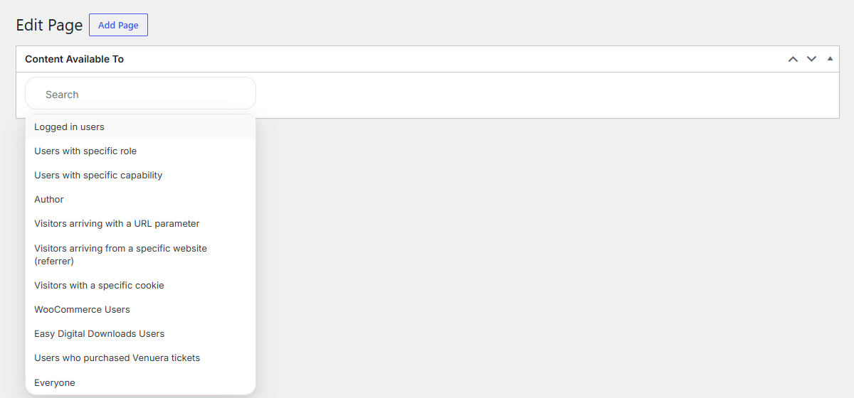 Restrict Content available to dropdown