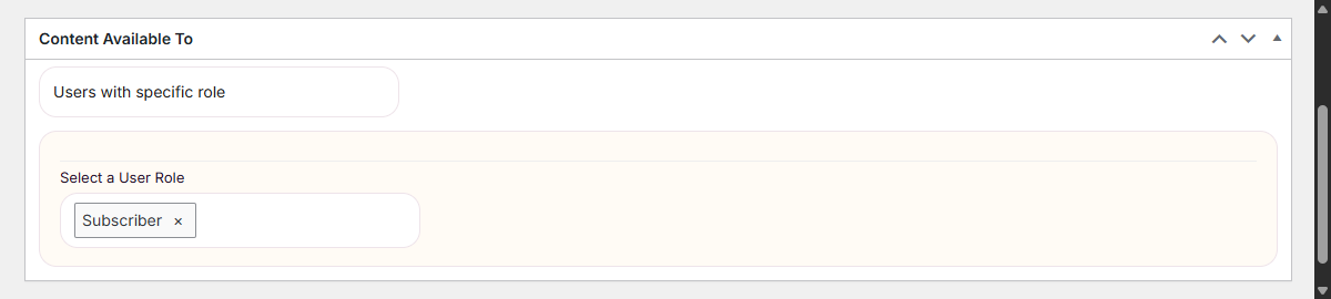 Restrict panel with user role selection
